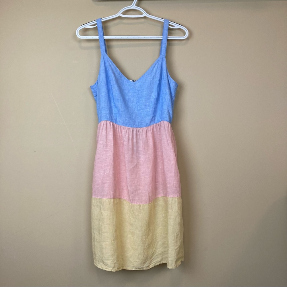 Cynthia Rowley 100% Linen Colorblock Dress Women's Size S